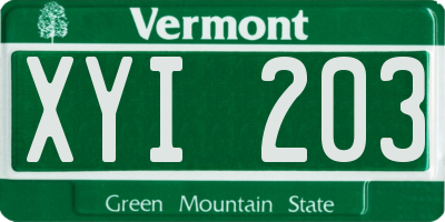 VT license plate XYI203
