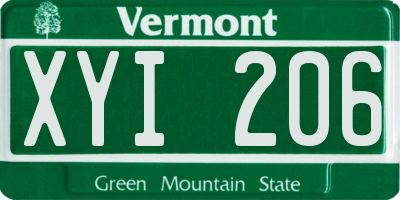 VT license plate XYI206