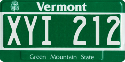 VT license plate XYI212