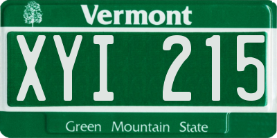 VT license plate XYI215