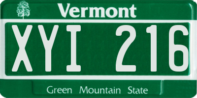 VT license plate XYI216