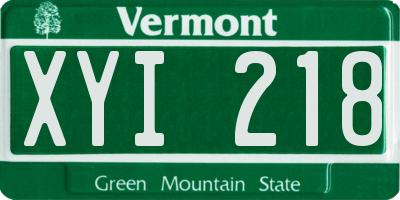 VT license plate XYI218