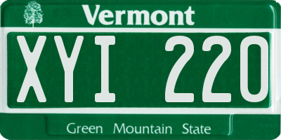 VT license plate XYI220