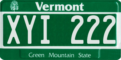 VT license plate XYI222