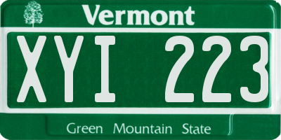 VT license plate XYI223