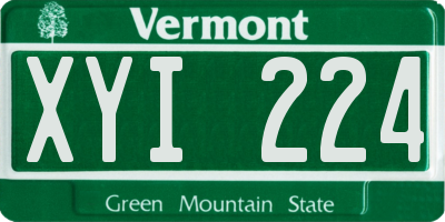 VT license plate XYI224