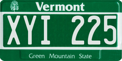 VT license plate XYI225