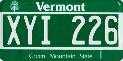 VT license plate XYI226