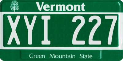 VT license plate XYI227