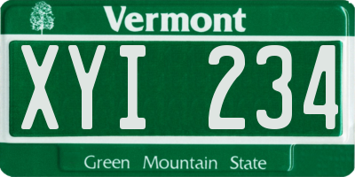 VT license plate XYI234