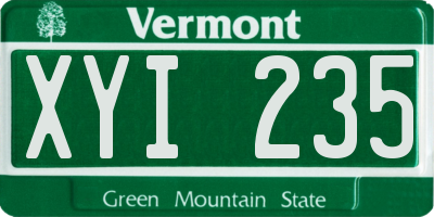 VT license plate XYI235