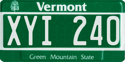 VT license plate XYI240