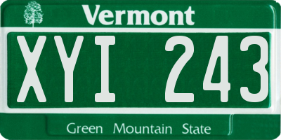 VT license plate XYI243
