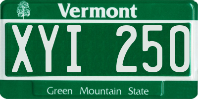 VT license plate XYI250