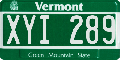 VT license plate XYI289