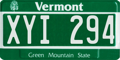 VT license plate XYI294