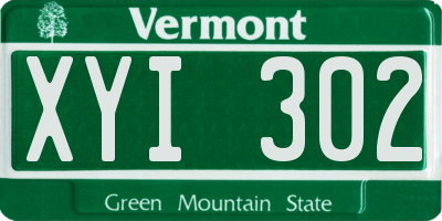 VT license plate XYI302