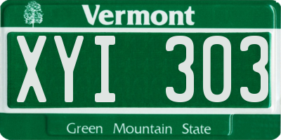 VT license plate XYI303
