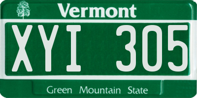 VT license plate XYI305