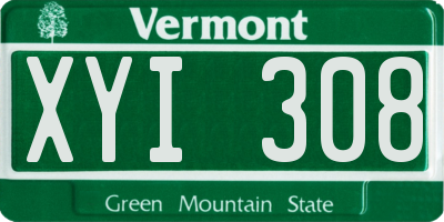 VT license plate XYI308