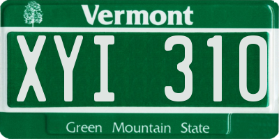 VT license plate XYI310