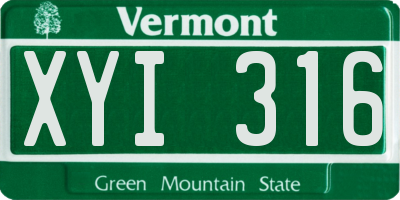 VT license plate XYI316