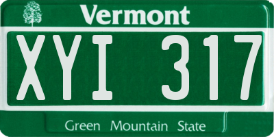 VT license plate XYI317