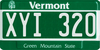 VT license plate XYI320