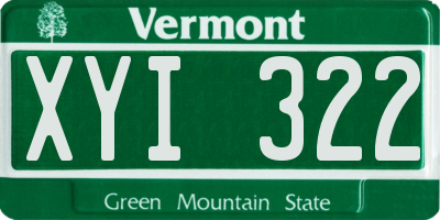VT license plate XYI322