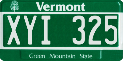 VT license plate XYI325