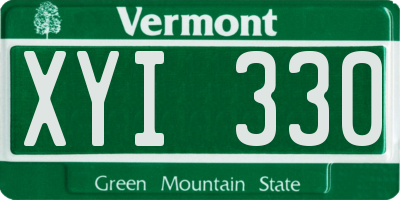 VT license plate XYI330