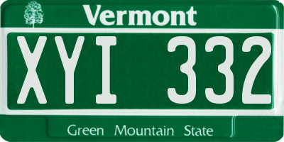 VT license plate XYI332