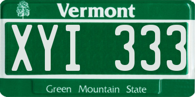 VT license plate XYI333