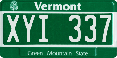 VT license plate XYI337