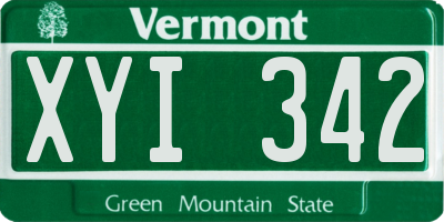VT license plate XYI342