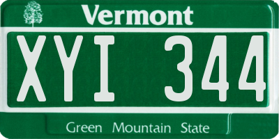 VT license plate XYI344