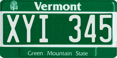 VT license plate XYI345