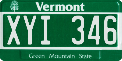 VT license plate XYI346