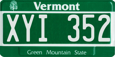 VT license plate XYI352