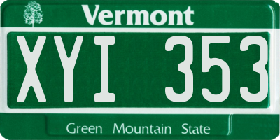 VT license plate XYI353