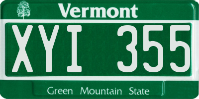 VT license plate XYI355