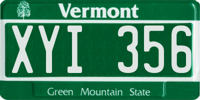 VT license plate XYI356