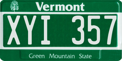VT license plate XYI357