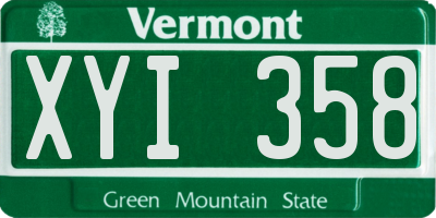 VT license plate XYI358