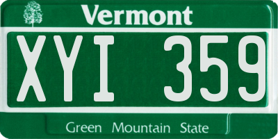 VT license plate XYI359