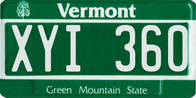 VT license plate XYI360