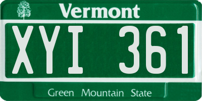 VT license plate XYI361