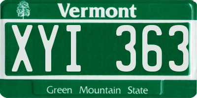 VT license plate XYI363