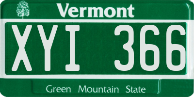 VT license plate XYI366