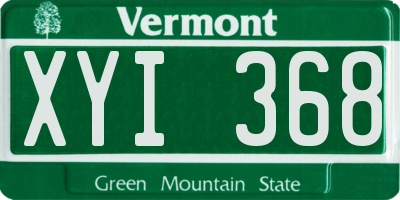 VT license plate XYI368